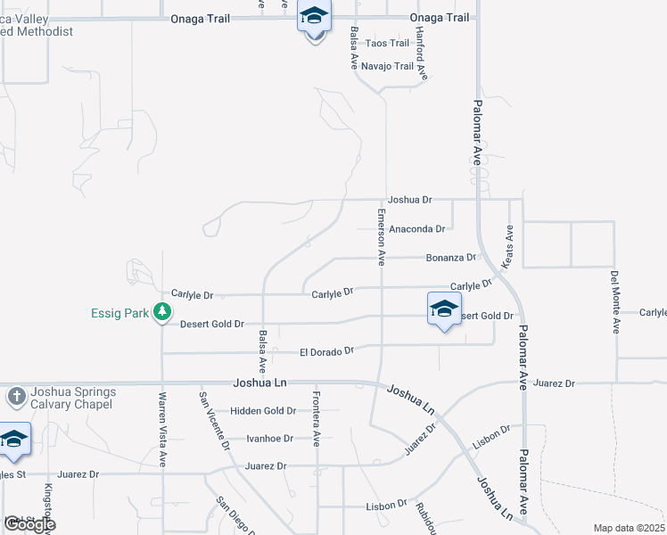 map of restaurants, bars, coffee shops, grocery stores, and more near 58065 Bonanza Drive in Yucca Valley