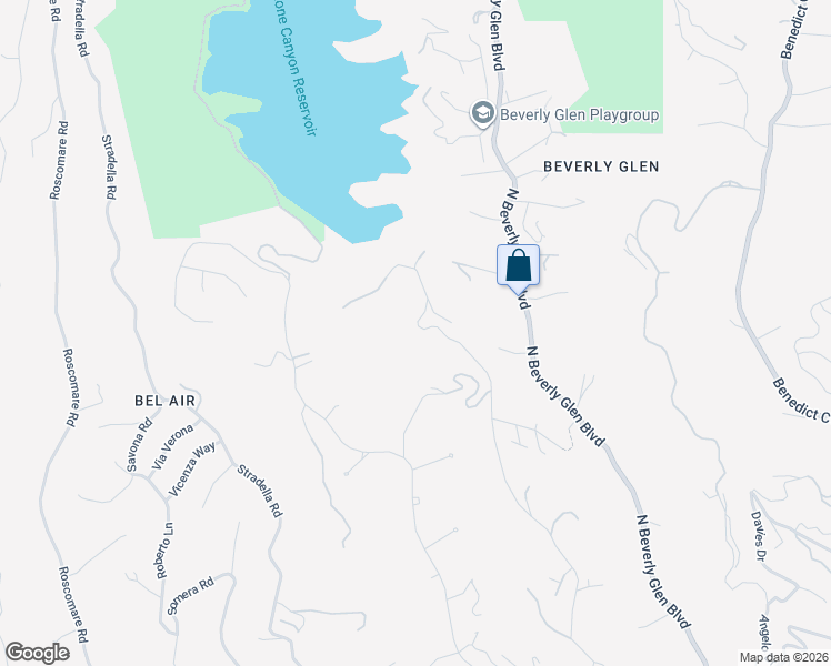 map of restaurants, bars, coffee shops, grocery stores, and more near 1801 Bel Air Road in Los Angeles