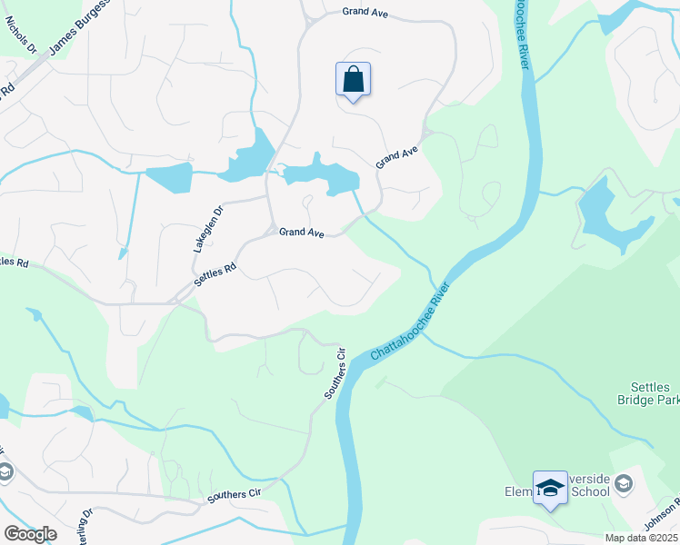 map of restaurants, bars, coffee shops, grocery stores, and more near 1045 River Point in Suwanee