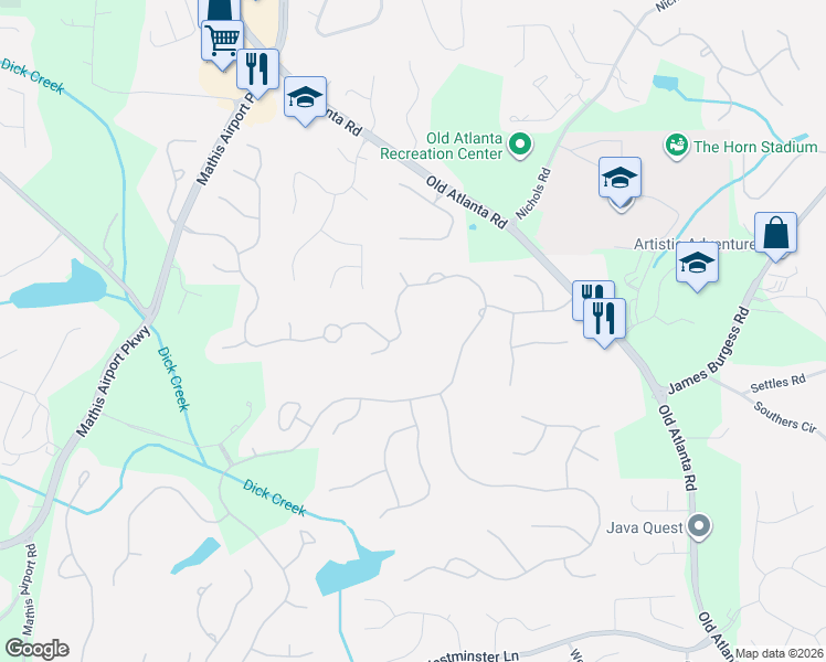 map of restaurants, bars, coffee shops, grocery stores, and more near 7275 Laurel Oak Drive in Suwanee