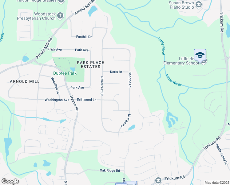 map of restaurants, bars, coffee shops, grocery stores, and more near 813 Randy Court in Woodstock