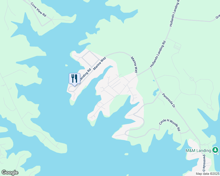 map of restaurants, bars, coffee shops, grocery stores, and more near 76 Sun Rise Lane in Prosperity