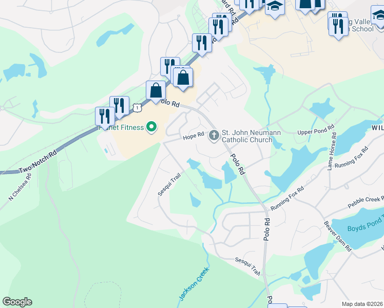 map of restaurants, bars, coffee shops, grocery stores, and more near 216 Hope Road in Columbia