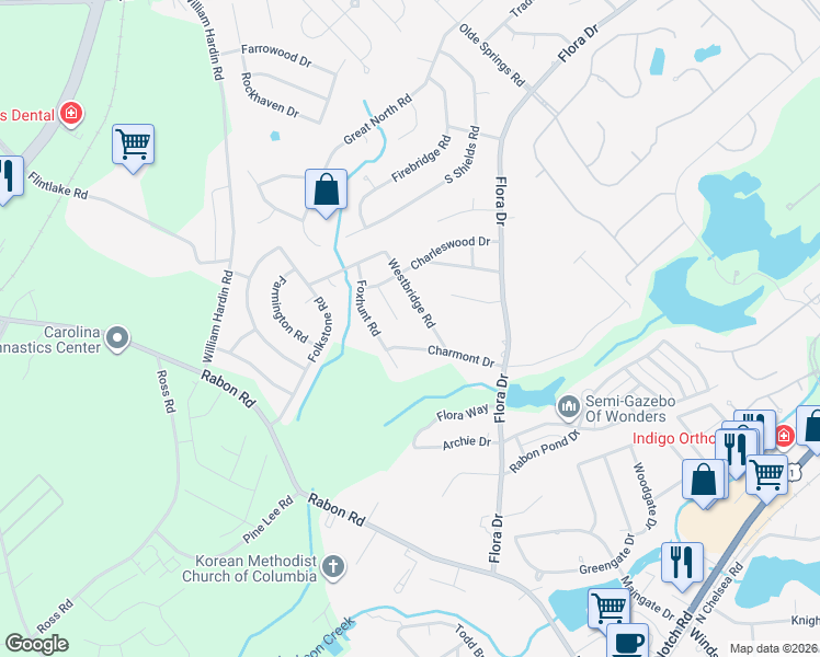 map of restaurants, bars, coffee shops, grocery stores, and more near 32 King Arthur Court in Columbia