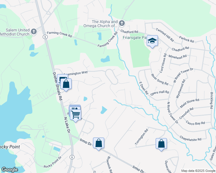 map of restaurants, bars, coffee shops, grocery stores, and more near 10 Leaminghouse Court in Irmo