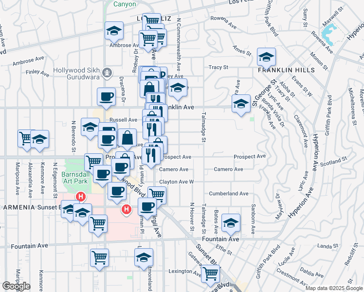 map of restaurants, bars, coffee shops, grocery stores, and more near 4406 Kingswell Avenue in Los Angeles