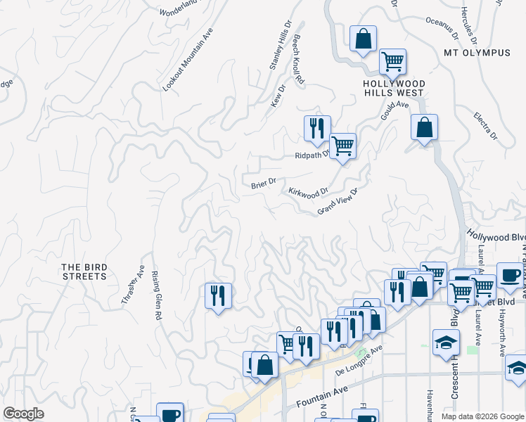 map of restaurants, bars, coffee shops, grocery stores, and more near 8506 Magnolia Drive in Los Angeles