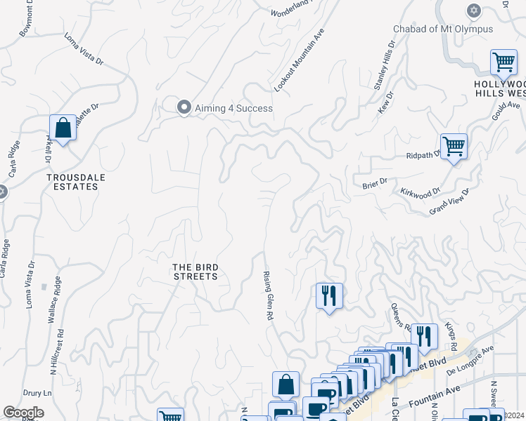 map of restaurants, bars, coffee shops, grocery stores, and more near 8814 Pinto Place in Los Angeles
