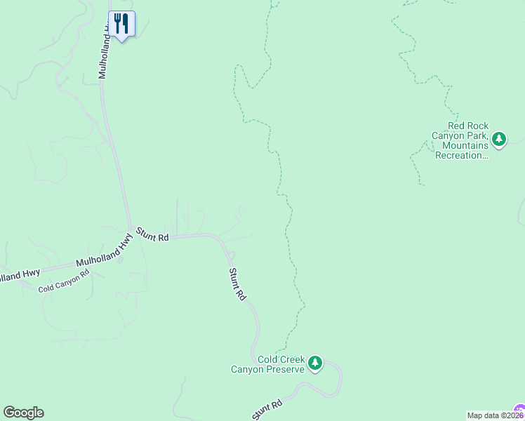 map of restaurants, bars, coffee shops, grocery stores, and more near 2020 Stunt Road in Calabasas