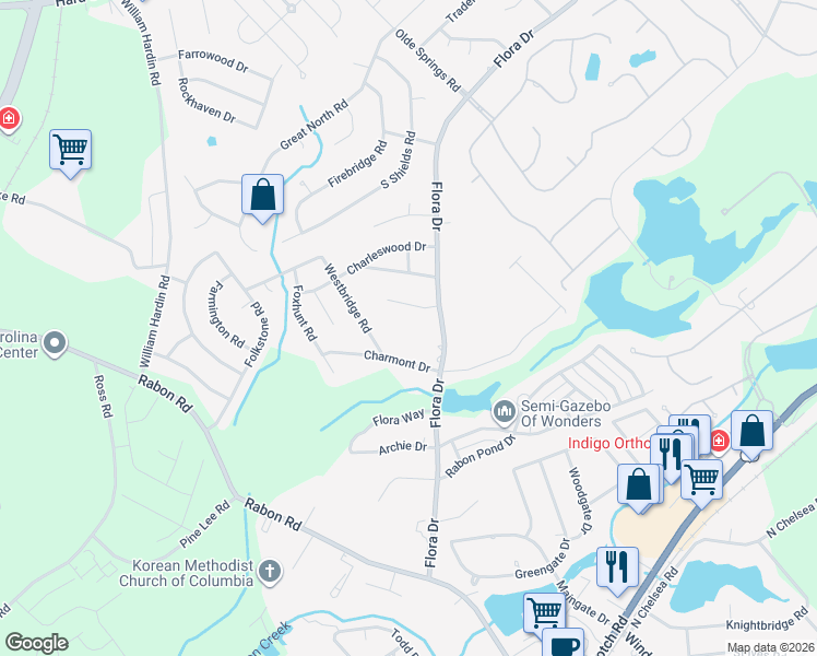 map of restaurants, bars, coffee shops, grocery stores, and more near 91 Winterberry Lane in Columbia