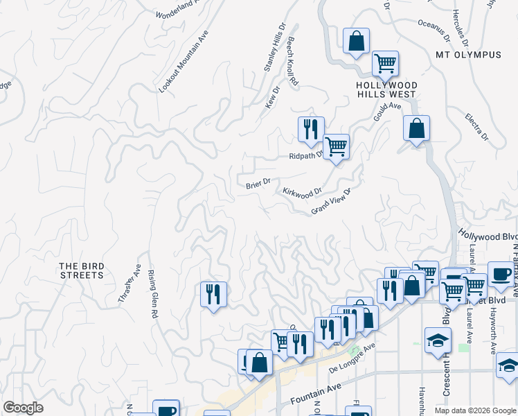 map of restaurants, bars, coffee shops, grocery stores, and more near 8506 Magnolia Drive in Los Angeles