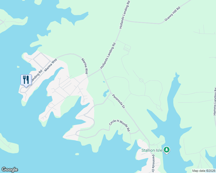 map of restaurants, bars, coffee shops, grocery stores, and more near 161 Circle H Woods Road in Prosperity