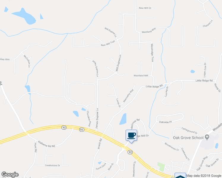 map of restaurants, bars, coffee shops, grocery stores, and more near 113 Lucas Dr in Acworth