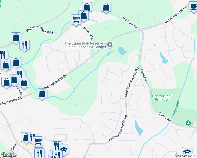 map of restaurants, bars, coffee shops, grocery stores, and more near 3230 Munsey Court in Cumming