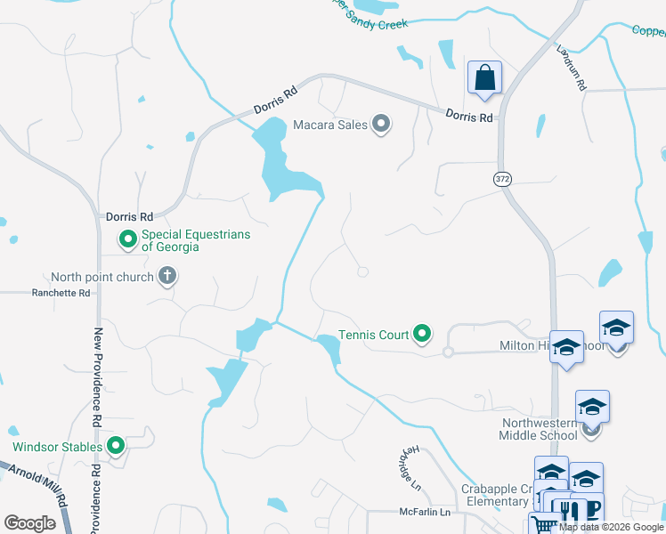 map of restaurants, bars, coffee shops, grocery stores, and more near 865 Owens Lake Road in Alpharetta