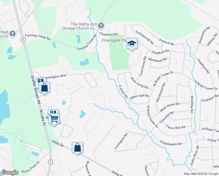 map of restaurants, bars, coffee shops, grocery stores, and more near 14 Waterside Court in Irmo