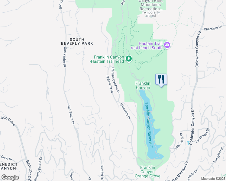 map of restaurants, bars, coffee shops, grocery stores, and more near 1750 North Beverly Drive in Beverly Hills