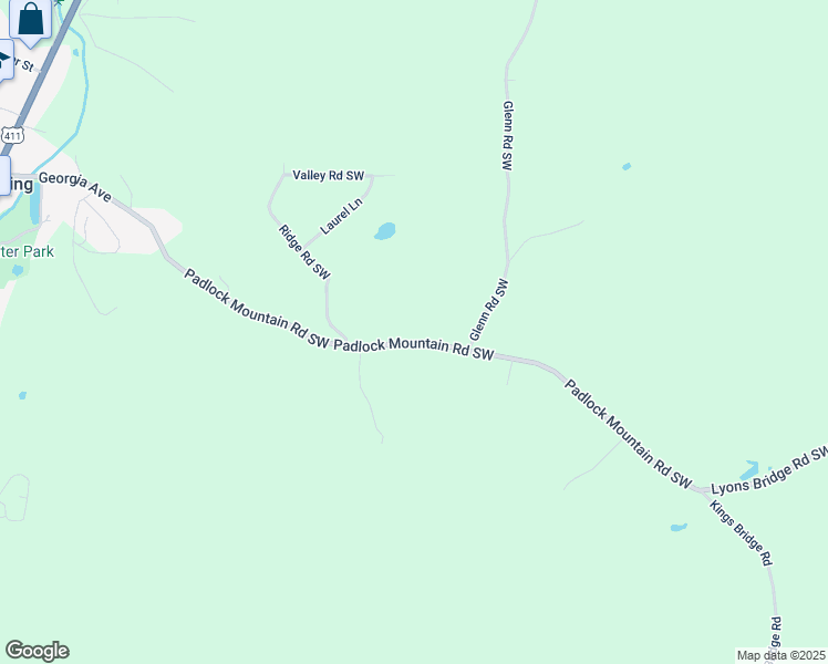 map of restaurants, bars, coffee shops, grocery stores, and more near 63 Padlock Mountain Road Southwest in Cave Spring