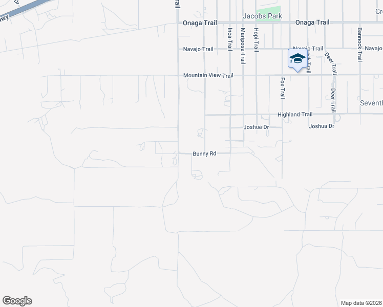 map of restaurants, bars, coffee shops, grocery stores, and more near 8200 Eneva Lane in Yucca Valley