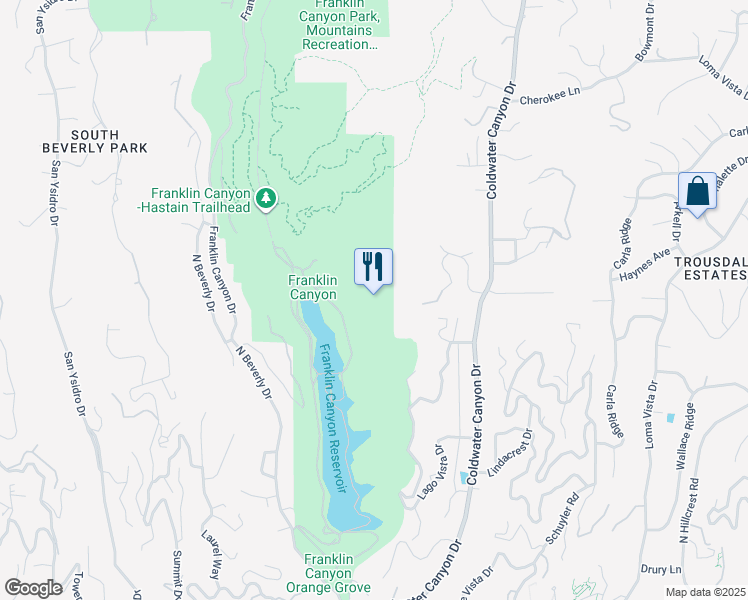 map of restaurants, bars, coffee shops, grocery stores, and more near in Beverly Hills