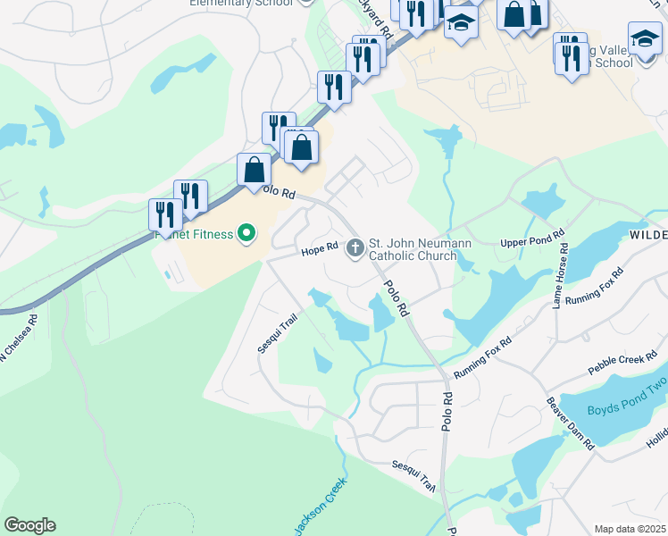 map of restaurants, bars, coffee shops, grocery stores, and more near 97 Old Still Road in Columbia