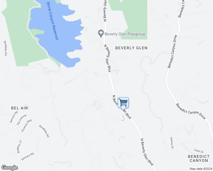 map of restaurants, bars, coffee shops, grocery stores, and more near 1793 North Beverly Glen Boulevard in Los Angeles