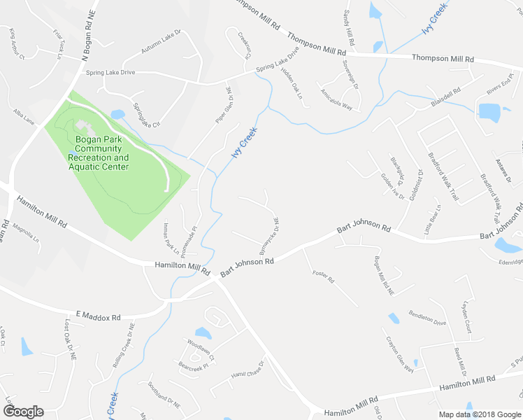 map of restaurants, bars, coffee shops, grocery stores, and more near 3860 Byrnwycke Drive Northeast in Buford
