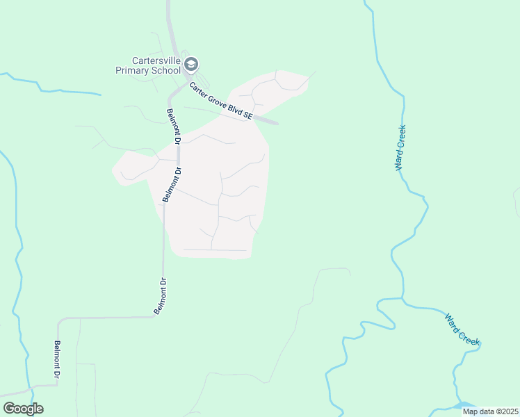 map of restaurants, bars, coffee shops, grocery stores, and more near 18 Brownwood Drive in Cartersville