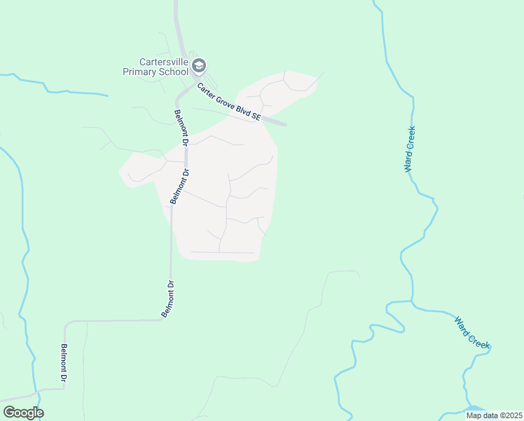 map of restaurants, bars, coffee shops, grocery stores, and more near 16 Brownwood Drive in Cartersville