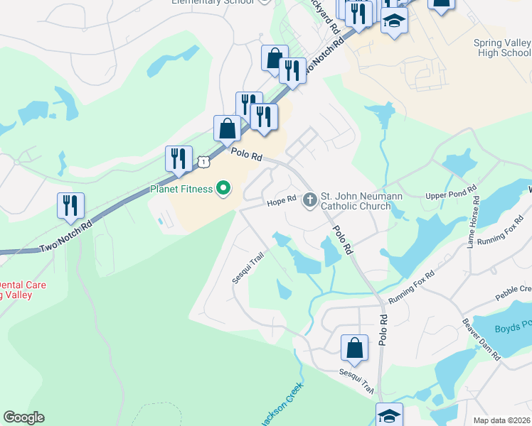 map of restaurants, bars, coffee shops, grocery stores, and more near 216 Hope Road in Columbia