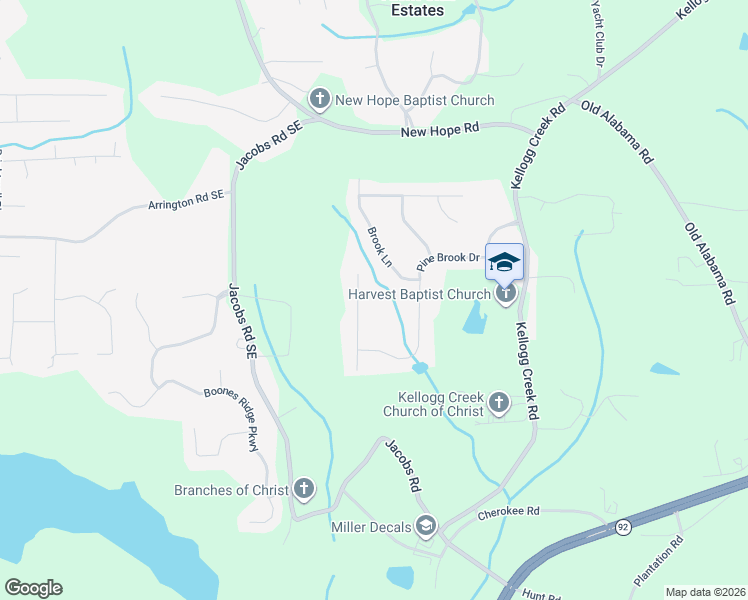 map of restaurants, bars, coffee shops, grocery stores, and more near 6028 Twin Pines Way in Acworth