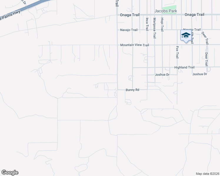 map of restaurants, bars, coffee shops, grocery stores, and more near 8250 Kickapoo Trail in Yucca Valley