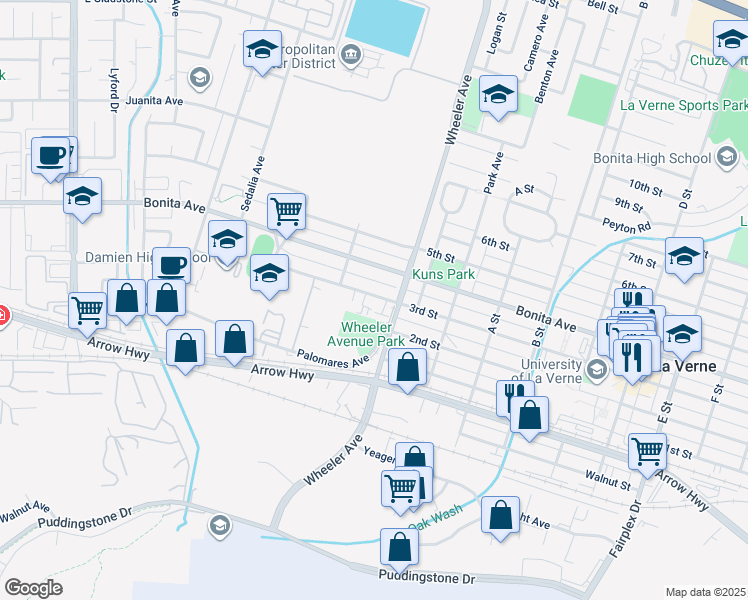 map of restaurants, bars, coffee shops, grocery stores, and more near 1470 3rd Street in Santa Monica