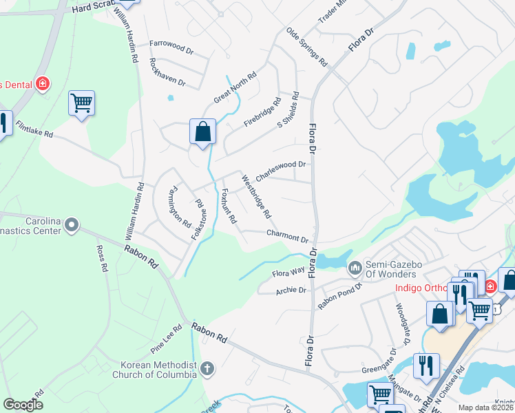 map of restaurants, bars, coffee shops, grocery stores, and more near 32 King Arthur Court in Columbia