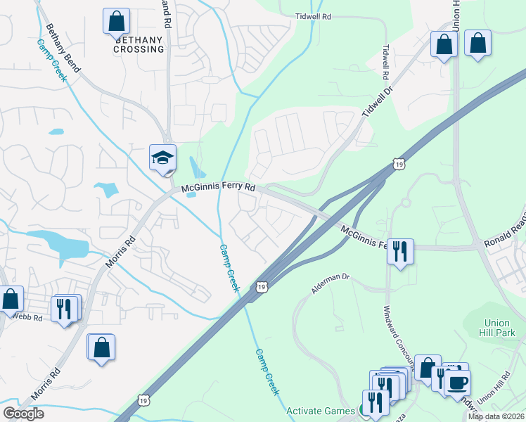 map of restaurants, bars, coffee shops, grocery stores, and more near 3827 Manor View in Milton