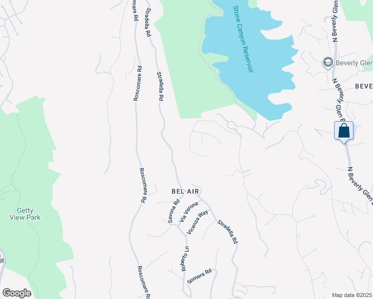 map of restaurants, bars, coffee shops, grocery stores, and more near 1726 Stone Canyon Road in Los Angeles