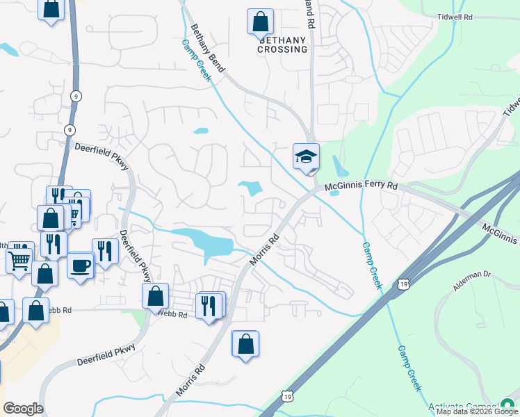 map of restaurants, bars, coffee shops, grocery stores, and more near Unnamed Road in Milton