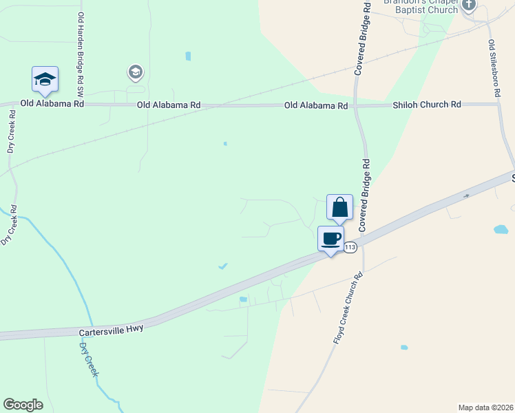 map of restaurants, bars, coffee shops, grocery stores, and more near 33 Winter Wood Trail in Taylorsville