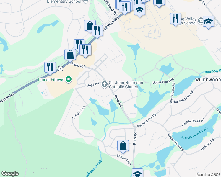 map of restaurants, bars, coffee shops, grocery stores, and more near 110 Heather Springs Road in Columbia