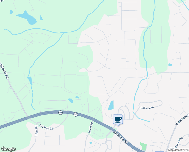map of restaurants, bars, coffee shops, grocery stores, and more near 121 Lucas Drive in Acworth