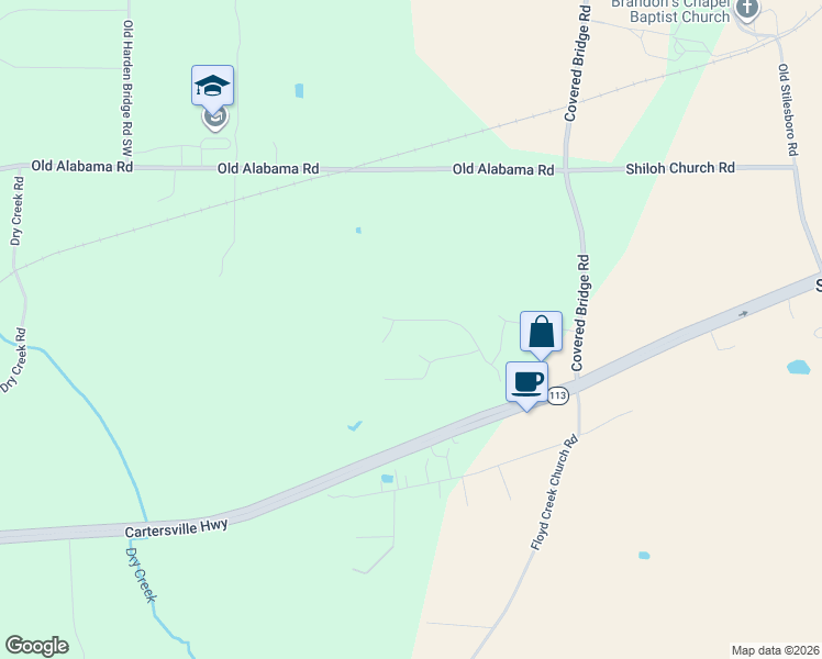 map of restaurants, bars, coffee shops, grocery stores, and more near 33 Winter Wood Trail in Taylorsville