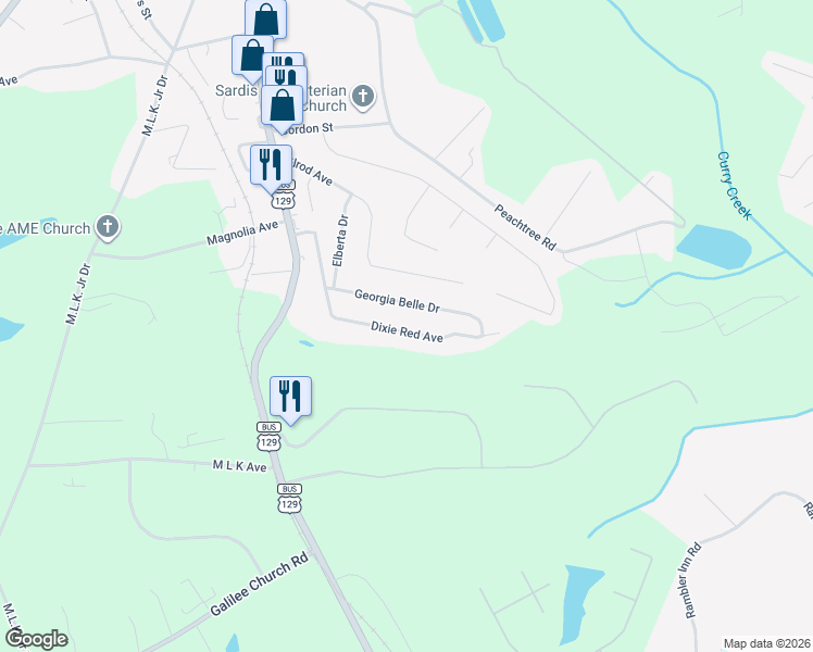 map of restaurants, bars, coffee shops, grocery stores, and more near 411 Dixie Red Avenue in Jefferson