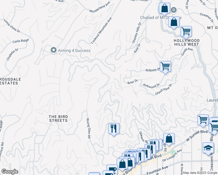 map of restaurants, bars, coffee shops, grocery stores, and more near 1790 Viewmont Drive in Los Angeles