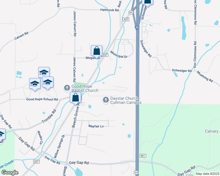 map of restaurants, bars, coffee shops, grocery stores, and more near 219 White Oak Loop in Good Hope