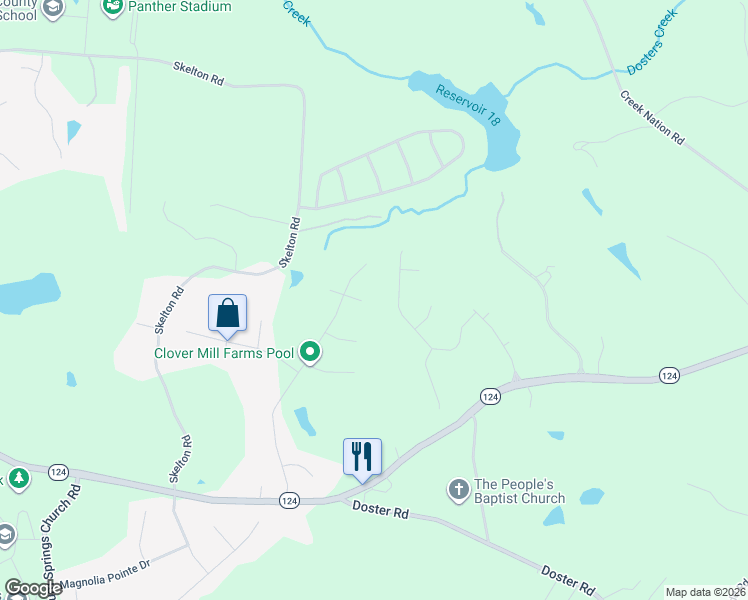 map of restaurants, bars, coffee shops, grocery stores, and more near 610 Clover Mill Drive in Jefferson
