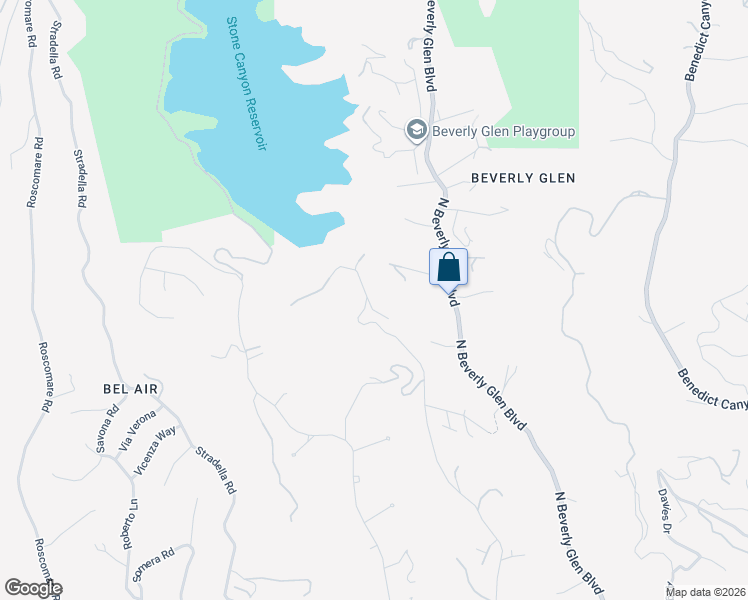 map of restaurants, bars, coffee shops, grocery stores, and more near 1852 Bel Air Road in Los Angeles