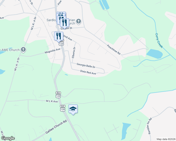 map of restaurants, bars, coffee shops, grocery stores, and more near 411 Dixie Red Avenue in Jefferson