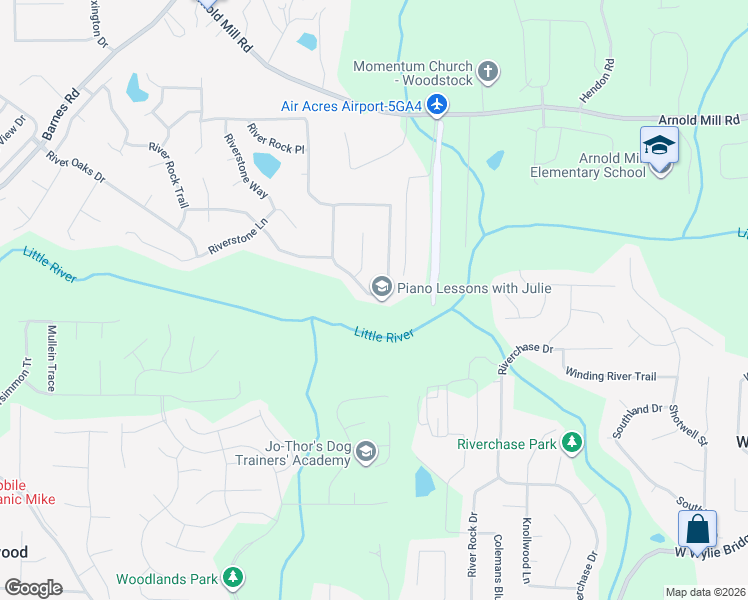 map of restaurants, bars, coffee shops, grocery stores, and more near 6028 Woodcreek Drive in Woodstock