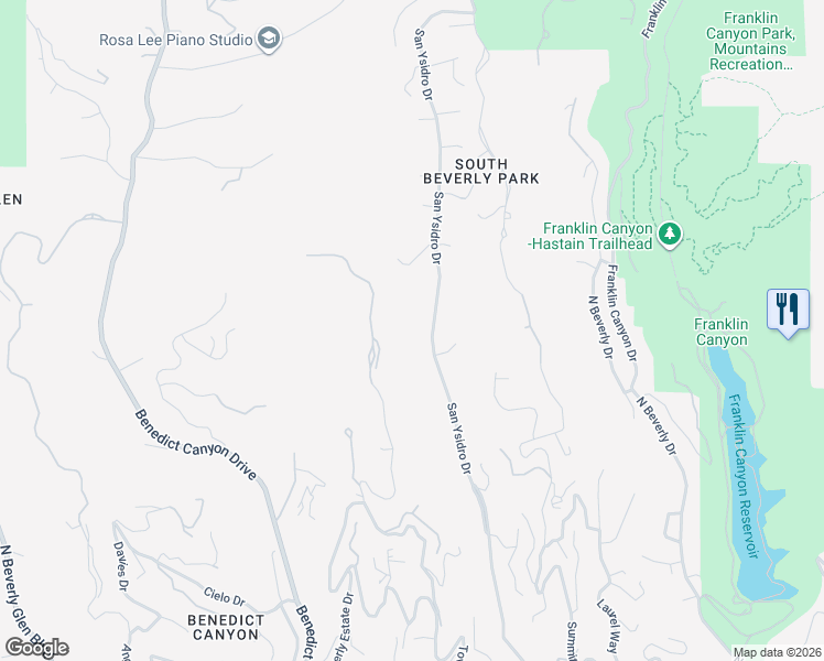 map of restaurants, bars, coffee shops, grocery stores, and more near 1739 San Ysidro Drive in Beverly Hills