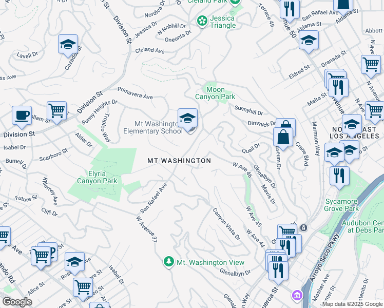 map of restaurants, bars, coffee shops, grocery stores, and more near 4000 Marchena Drive in Los Angeles